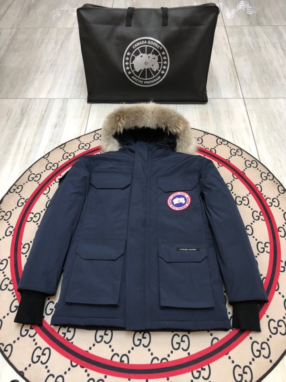 Canada Goose Expedition Navy Fur Hood Parka Jacket